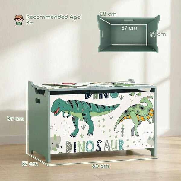 Storage Chest, Wooden Toy Chest with Lid, Flip-Top, Security Hinges and Anti-Pinch Design for Kids, Green