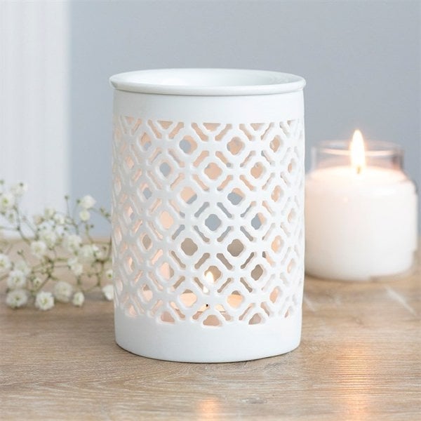 Serano White Matte Lattice Cut Oil Burner