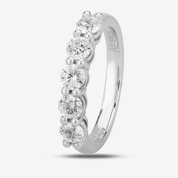 1888 Collection Platinum Brilliant Cut 1.00ct Five Stone Diamond Ring HET1001