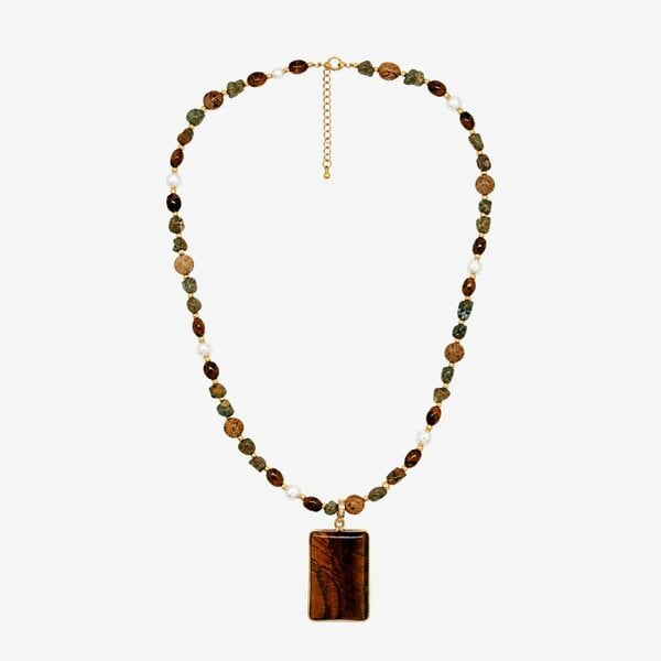 Uchi & Soto Nekomeishi Tigers Eye and Semi-Precious Stones Necklace