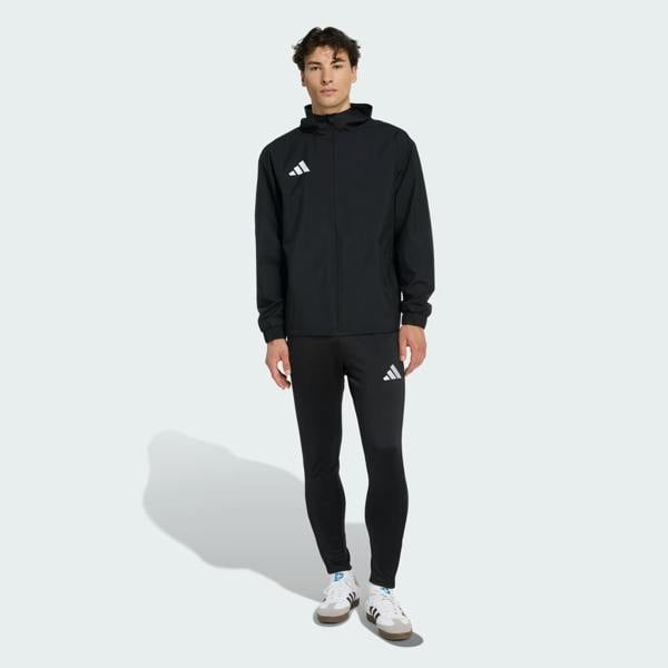 Adidas Mens Entrada 26 All Weather Rain Jacket Waterproof Coat Black JZ9101