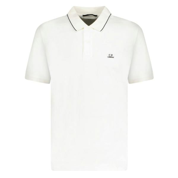 CP Company Logo Stitch Polo White - chancefashionco