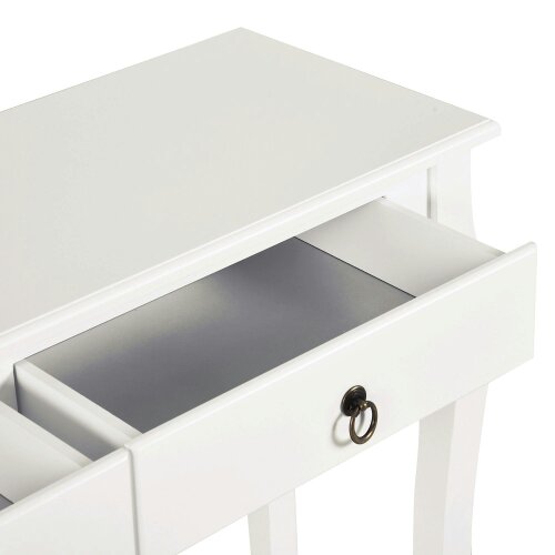 Wyld Haus Noro 100cm Wooden Ivory White Mid Century Console Table 2 Drawer And Shelf