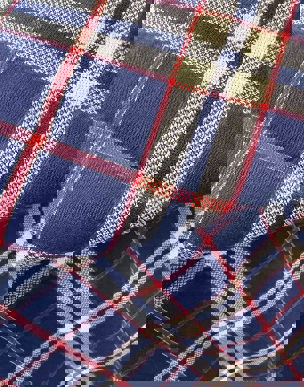 British Boxers Men's Crisp Cotton Pyjama Trousers - Chester Red & Blue Check