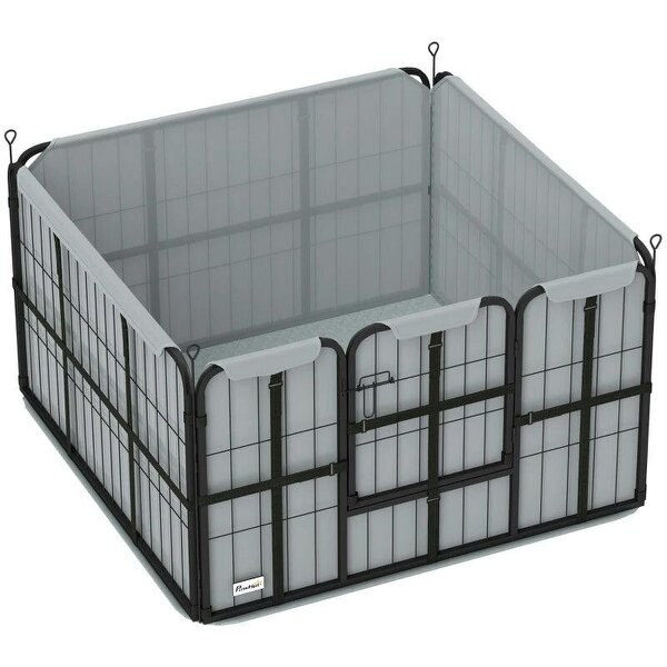 Steel Dog Whelping Box with Washable Whelping Pad, Wind-Resistant Cloth, for Small, Medium Dogs, 102 x 102 x 60cm