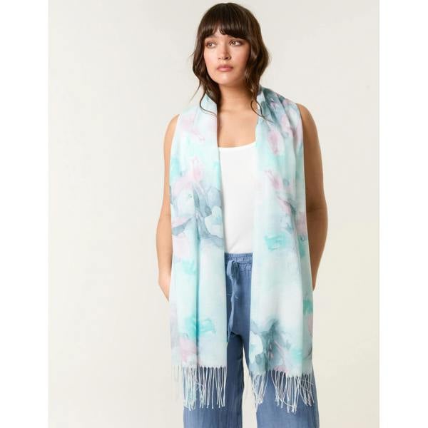 Blue Vanilla Floral Print Scarf