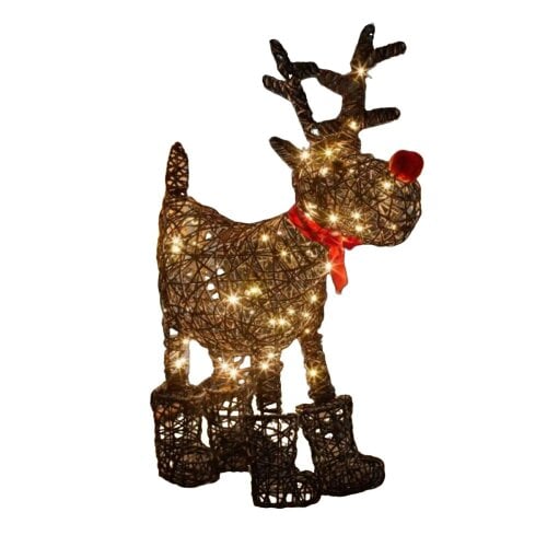 Samuel Alexander 65cm Battery Operated Rattan Woven Rudolph Reindeer with Warm White LEDs