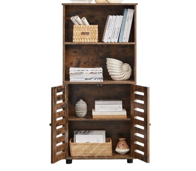 Modcraft Rustic Brown Floor Standing Cabinet with Louvered Doors & Adjustable Shelf
