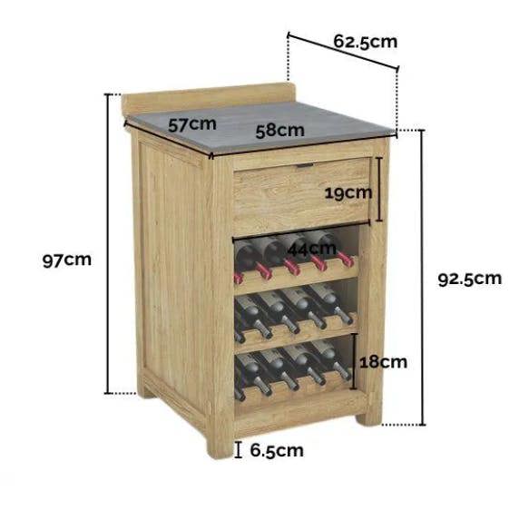 Ocean Designs Barletta Teak Kitchen Wine Rack Unit