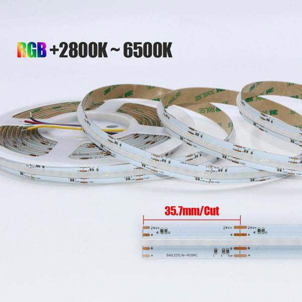 ENER-J 24V RGB+CCT COB LED Strip Lights, 5 Meter Roll (With Power Supply and Remote Controller)