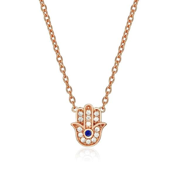 namana Rose Gold Plated 925 Sterling Silver Hamza Pendant Necklace for Women