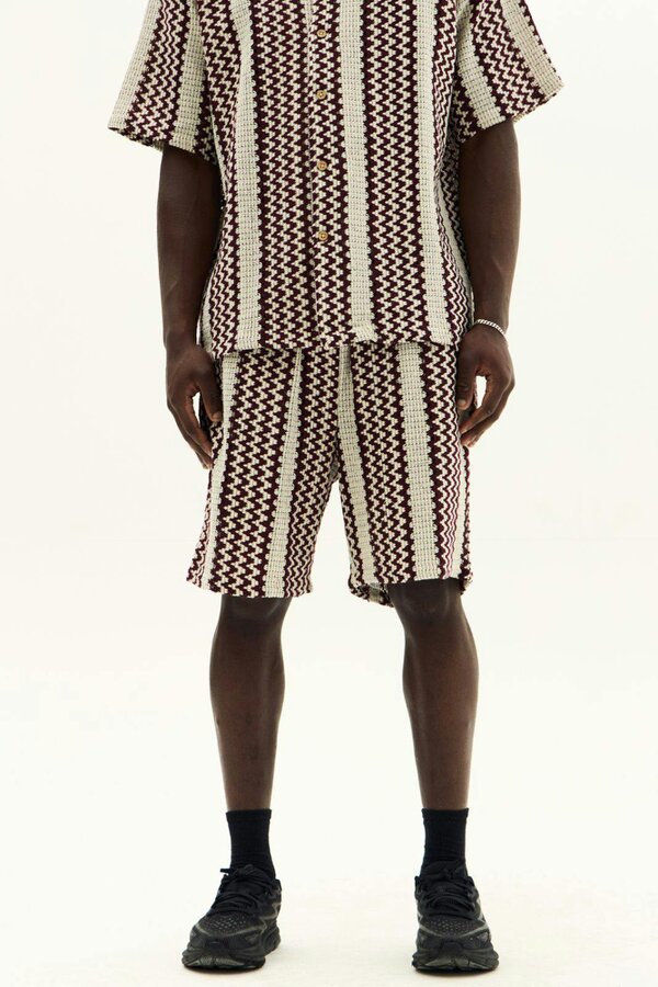Men’s Crochet Texture Matching Shirt & Shorts Set – Boxy Fit | 100% Cotton