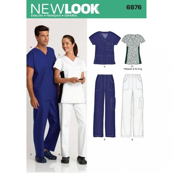 New Look Sewing Pattern 6876, Trousers, Tops for Men, Women, XS-S-M-L-XL - Easy