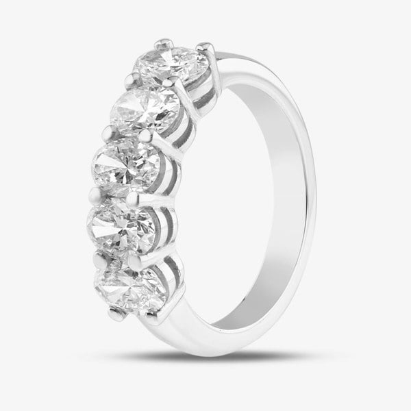 T. H. Baker Platinum Certified 2.05ct Oval Cut Diamond Five Stone Ring RN11255