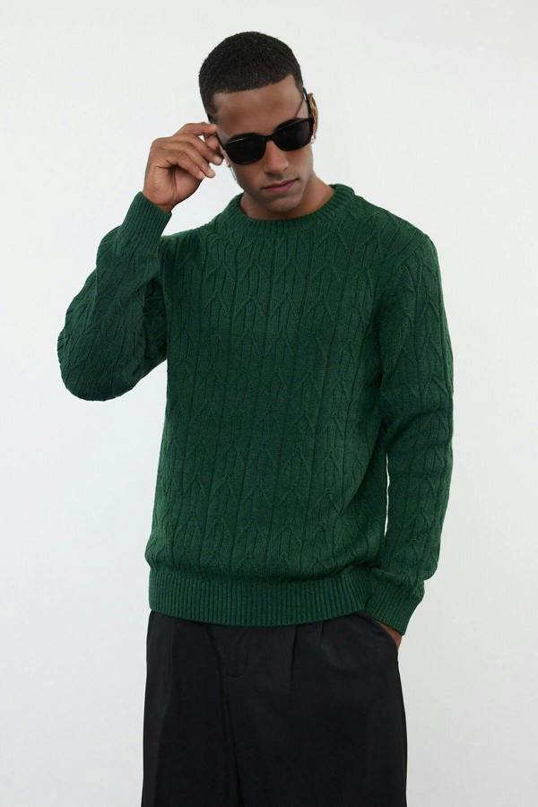 WOVCOR Crew Neck Textured Knit Men's Sweater