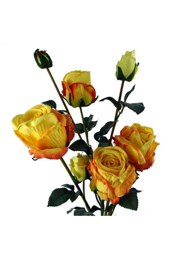 Dyzi Yellow Rose Artificial Flower Spray Bundle 60cm