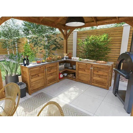 Dunster House Garden Kitchen Double W2m x D2m / W7' x D7'  With Stainless Steel Countertop UNIT III