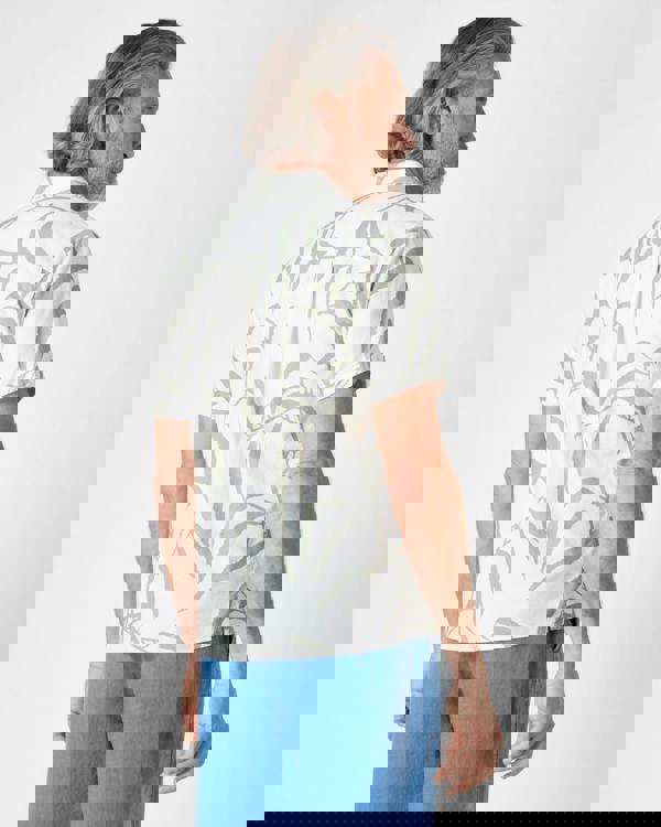 Oliver Sweeney Ravenshead Mens Leaf Print Short Sleeved Shirt - Khaki