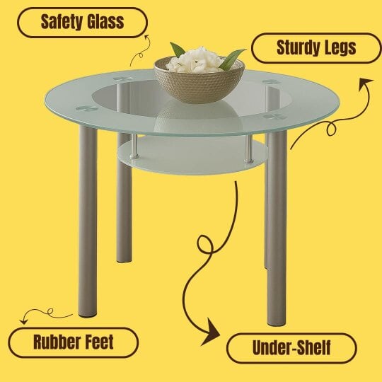 Kosy Koala Grey Glass Dining Table Round Dining Table Dining Room Kitchen Furniture