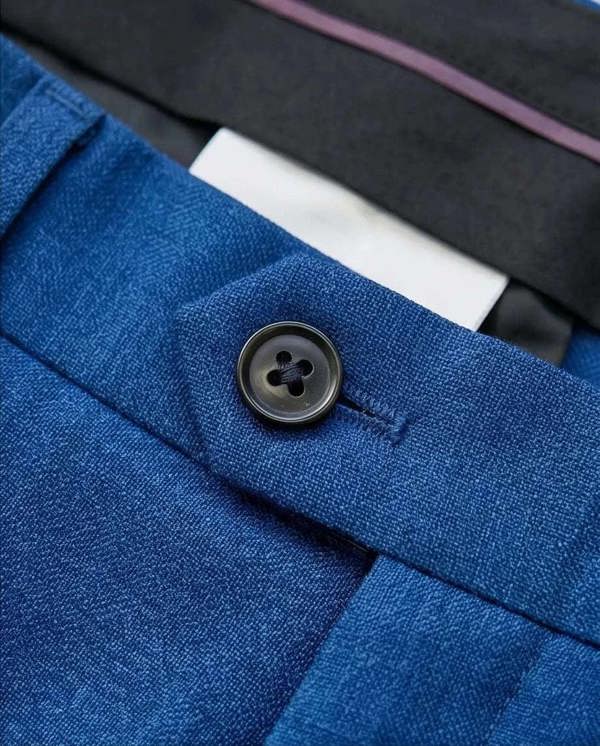 Pamoni Cobalt Blue Tailored Wool Blend Trousers