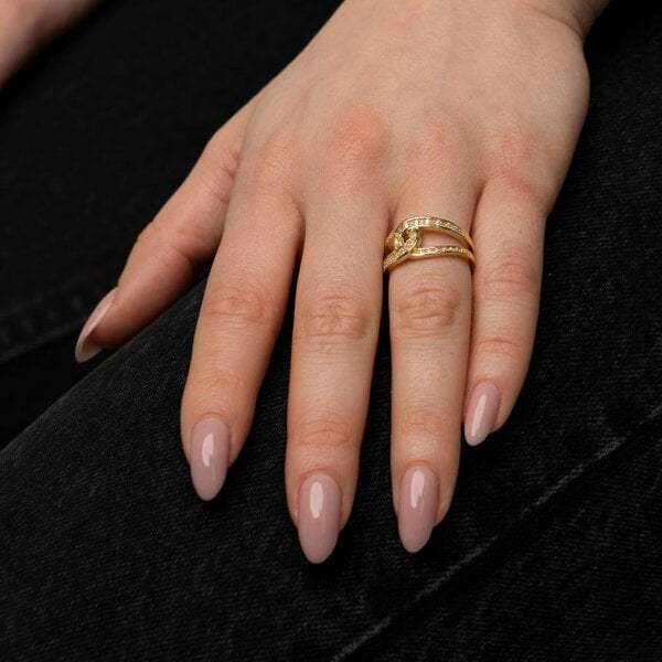 The Colourful Aura Adjustable U-Shaped Zircon Hip Hop Cross Braid Luxury Fashion Statement Ring