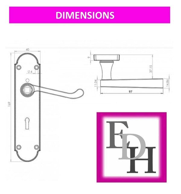 EDH Door Hardware Epsom Door Handle - Satin Nickel Internal Bathroom Door Handles - 170mm x 42mm