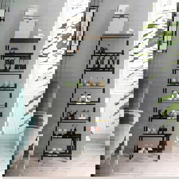 Rafaelo Mobilia 8-Tier Industrial Vertical Shoe Rack With Mesh Shelves Grey