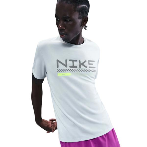 Nike Mens Miler Crew Neck Short-Sleeved T-Shirt - Platinum - 
