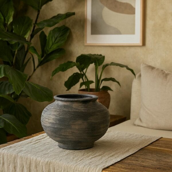 Wyld Haus Bramble Dark Aged Squat Layered Ceramic Vase