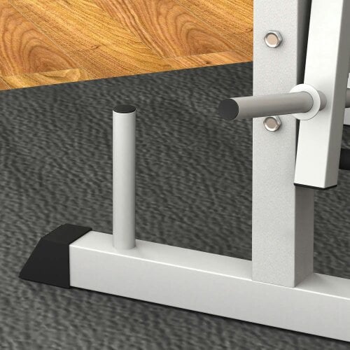 Bobobiy Adjustable Weight Bench with Squat Rack, Heavy Duty Bench Press Rack with Preacher Curl Pad, Grey