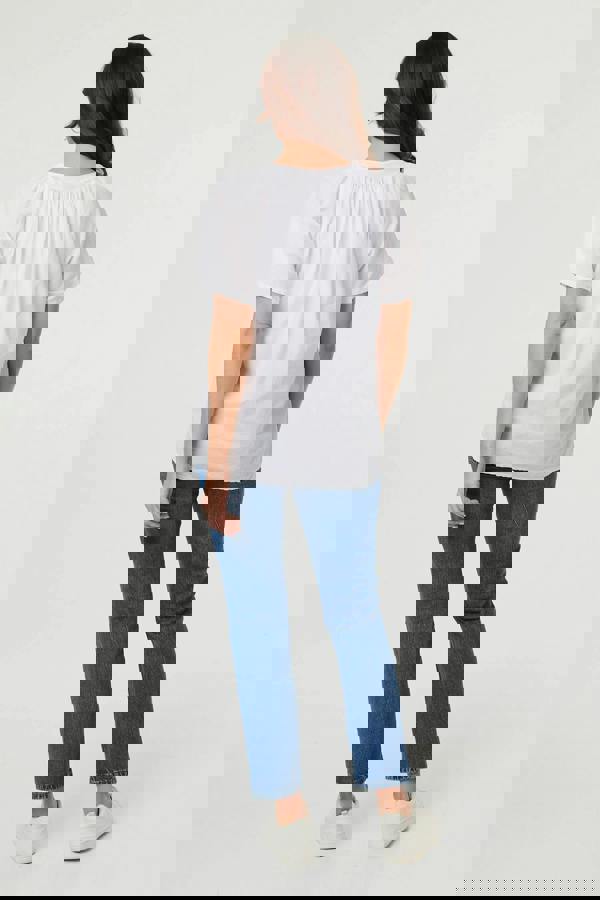 White | Embroidered Short Sleeve Relaxed Blouse
