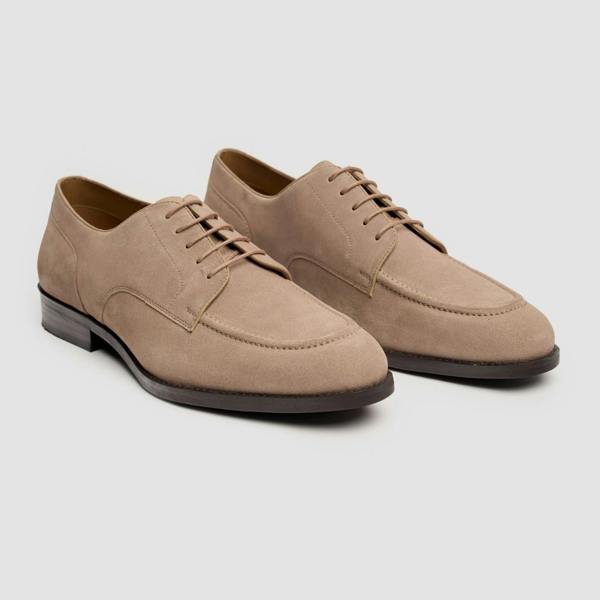 House Of Cavani Brera - Men's Sand Suede Classic Lace-Up Derby Shoes