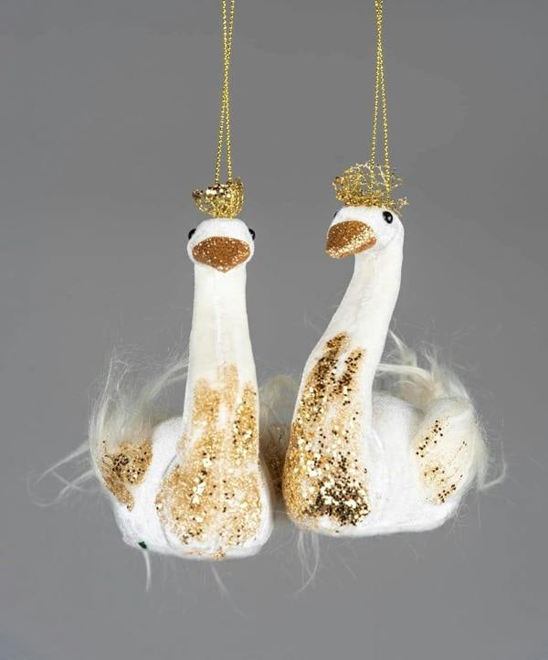 12x13cm White Swan Christmas Tree Hanging Decorations, Pack of 3, Elegant Festive Ornaments image 1