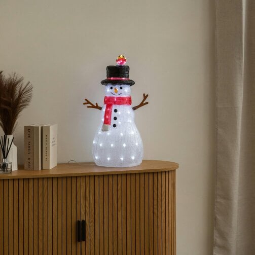 Samuel Alexander 62cm Light Up Acrylic Christmas Snowman with Robin LED Decoration