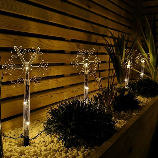 Samuel Alexander Battery Operated Set of 8 Light up Christmas Snowflake Garden Stakes with LEDs