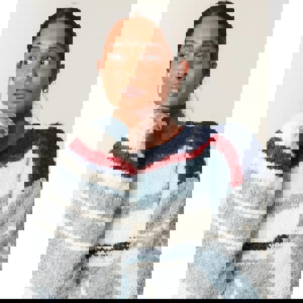 Blue Vanilla Colourful Block Horizontal Stripes Jumper