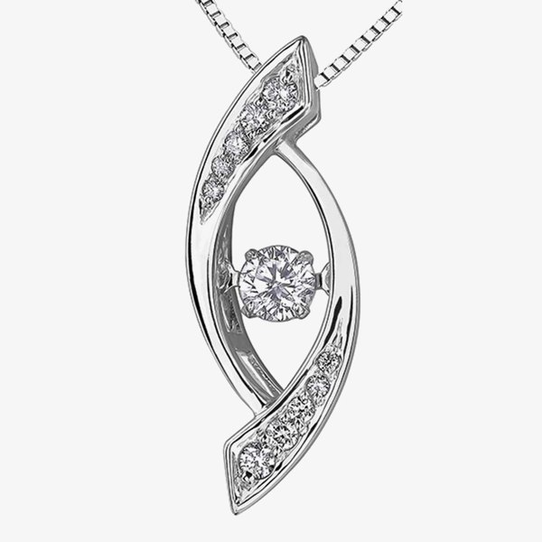 T. H. Baker 9ct White Gold 0.22ct Diamond Open Marquise Pendant P3161W/22-10