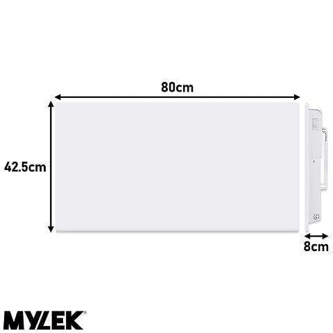 MYLEK Wall Mounted Slimline White Panel Heater 1500w Daily and Weekly Timer, Digital Thermostat