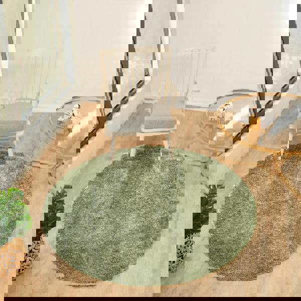 Livabliss Cloudy Shag-Solid Color Green Plush Soft Pile Rug