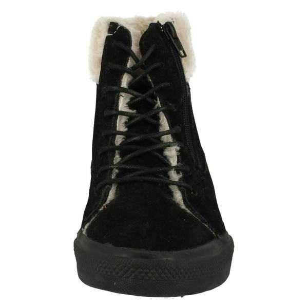 Spot On Girls Spot On Casual Suedette Ankle Boots with Faux Fur Lining