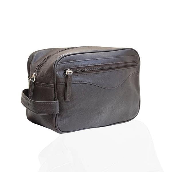 PRIMEHIDE Genuine Leather Wash Bag – Classic Zip Toiletry Case