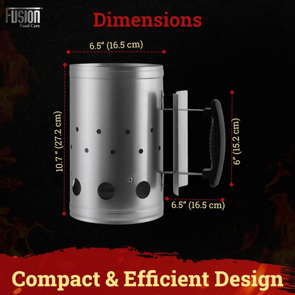 Fusion Food Care Fusion Food BBQ Chimney Starter Charcoal Barbecue Fire Starter With Heat Insulated Safety Handle Briquettes Firelighter