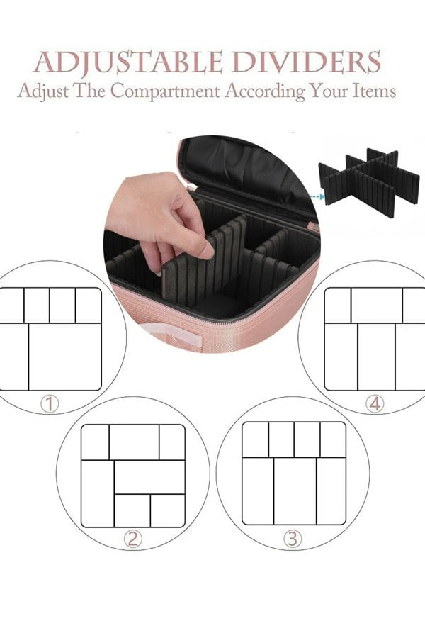 Living and Home Waterproof Vanity Travel Makeup Storage Cosmetic Bag Organizer with Adjustable Compartment