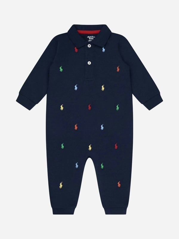 Ralph Lauren Kids Baby Boys Logo Romper in Navy