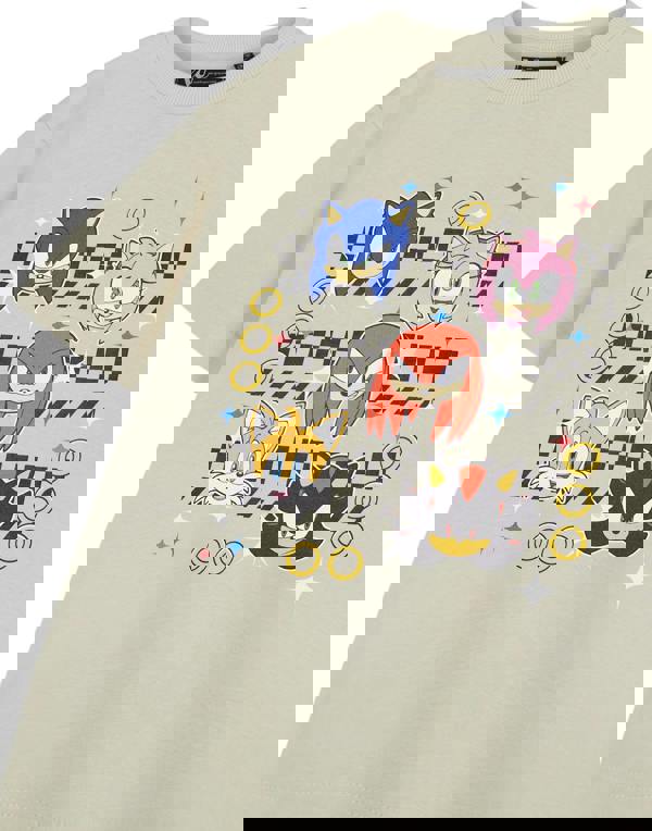 Sonic the Hedgehog Boys Beige Group Faces Short Sleeved T-Shirt