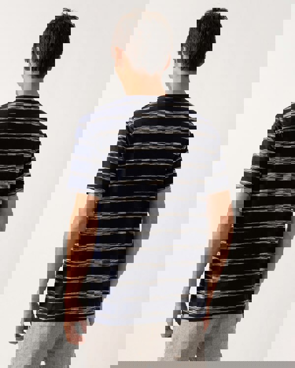 GANT Mens Striped Crew Neck Short Sleeve T-Shirt - 433 Evening Blue - CHO - Designer Mens T-Shirts & Tops