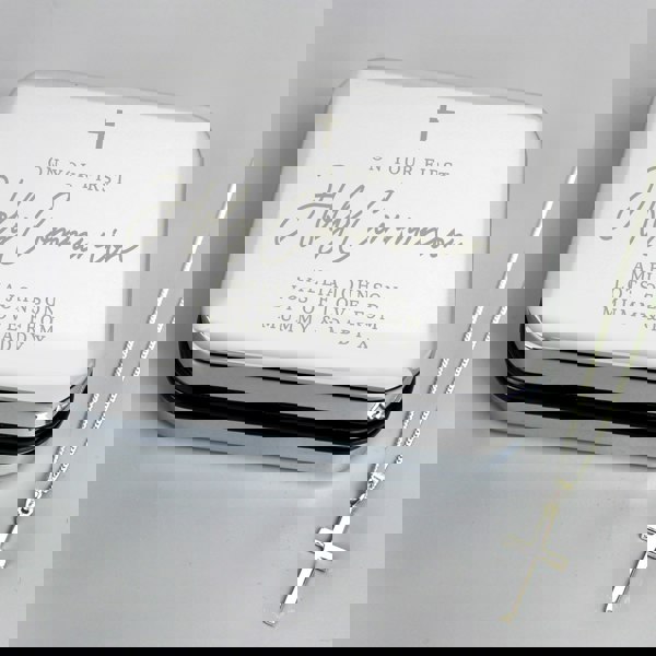 Personalised Memento Company Personalised First Holy Communion Box & Cross Necklace Set