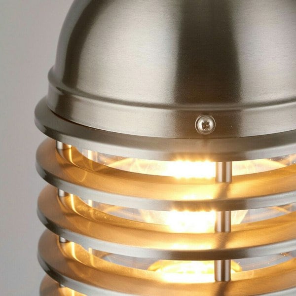 Outdoor Post Bollard Light Polished Steel Vandal Proof External Pathway Lamp Loops
