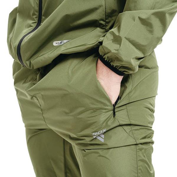 RDX Sports CLOTHING SAUNA SUIT C1 ARMY GREEN