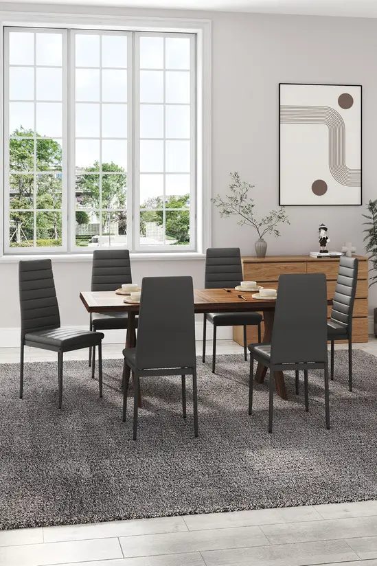 Living and Home 92cm Height Upholstered Leather Dining Chair Set of 6